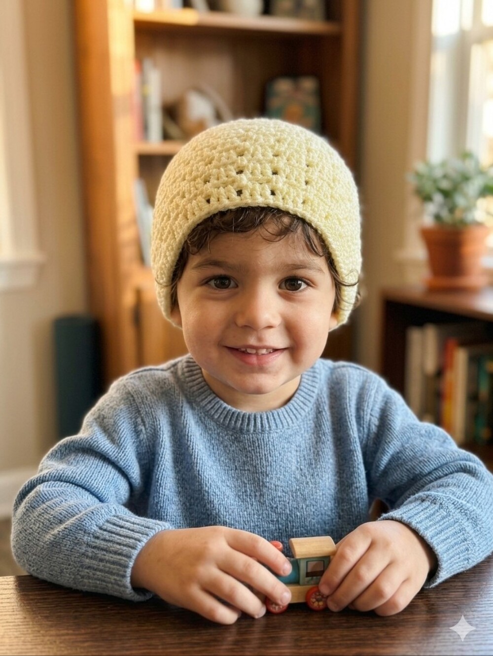 Soft Yellow Crochet Beanie for Kids - Cozy Knit Hat